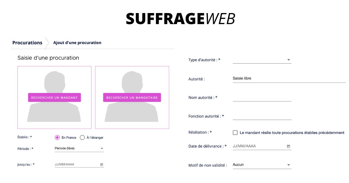 Procuration en ligne sur Suffrage Web